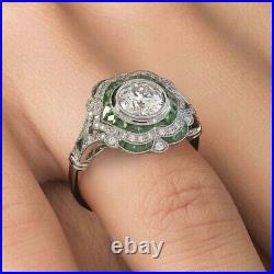 Art Deco Vintage Style 3Ct Lab Created Diamond Engagement Ring 14k White Gold FN