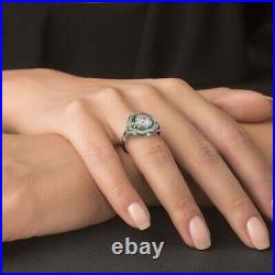 Art Deco Vintage Style 3Ct Lab Created Diamond Engagement Ring 14k White Gold FN