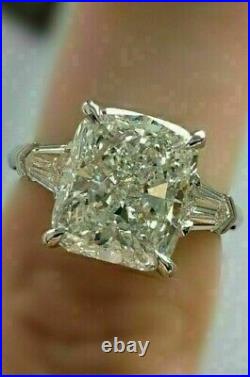Art Deco Vintage Style Cushion Lab Created Diamond Engagement 925 Silver Ring