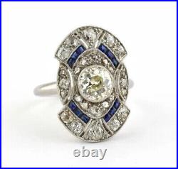 Art Deco Vintage Style Genuine Moissanite Halo Engagement Ring 925 Silver