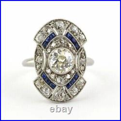 Art Deco Vintage Style Genuine Moissanite Halo Engagement Ring 925 Silver