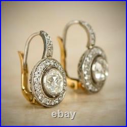 Art Deco Vintage Style Lab Created Diamond Drop Dangle Wedding Silver Earrings