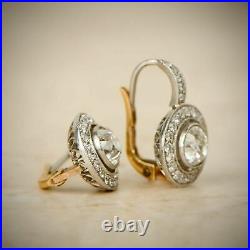 Art Deco Vintage Style Lab Created Diamond Drop Dangle Wedding Silver Earrings