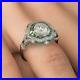 Art Deco Vintage Style Lab Created Diamond & Emerald Engagement 925 Silver Ring