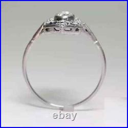 Art Deco Vintage Style Lab-Created Diamond & Sapphire Engagement Ring 925 Silver