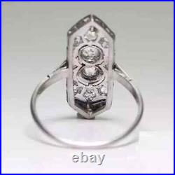 Art Deco Vintage Style Lab-Created Diamond & Sapphire Engagement Ring 925 Silver