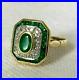 Art Deco Vintage Style Oval 2Ct Lab Created Emerald Wedding Ring 14K Gold Finish