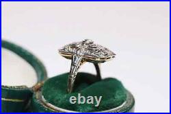 Art Deco Vintage Style Round Cut Lab-Created Diamond Engagement 925 Silver Ring