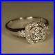 Art Deco Vintage Style Round Cut Lab Created Dimond Engagement 925 Silver Ring