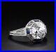 Art Deco Vintage Style Round Moissanite 14K White Gold Finish Engagement Ring