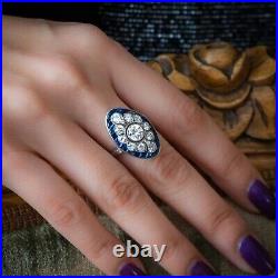 Art Deco Vintage Style Simulated Diamond 14k White Gold Filled Engagement Ring
