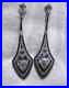 Art Deco Vintage Style Trillion Lab Created & Sapphire Wedding Silver Earrings