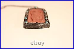 Art Deco Vintage Unique Beautiful Christian Hand Made Silver Pendant Icon+chain