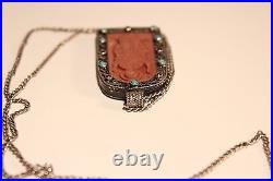 Art Deco Vintage Unique Beautiful Christian Hand Made Silver Pendant Icon+chain