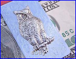 Art Deco Vintage Victorian Scroll Pattern Owl Men's Money Clip IN 935 Silver