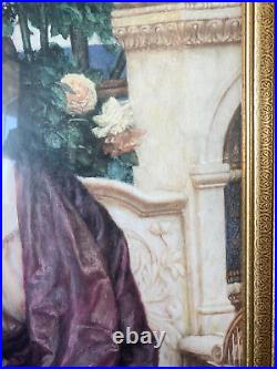 Art Deco Vintage Wood Frame ROMAN Goddess Print Mediterranean Garden Grapes Bird