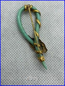 Art Deco1930s Charles Horner Turquoise Snake Brooch Ruby Red Eyes