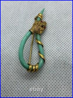 Art Deco1930s Charles Horner Turquoise Snake Brooch Ruby Red Eyes