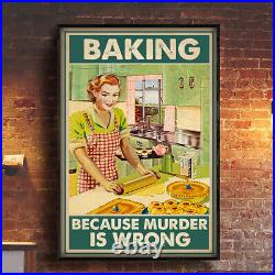 Baking Because Murder is Wrong Vintage Baker Canvas