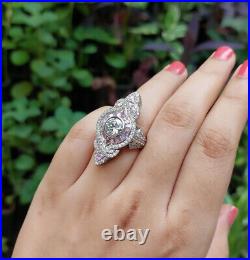 Beautiful Vintage Art Deco Excellent Cut Diamonds & Pink Sapphires Bridal Ring