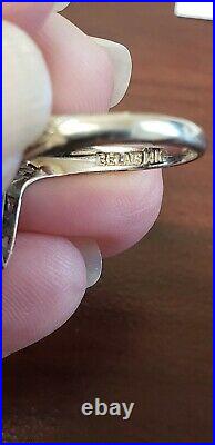 Belais 14k white gold sapphire and diamond engagement ring. Art deco, vintage