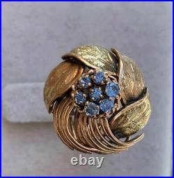 Botanical Engagement Vintage Art Deco Ring 14K Yellow Gold Over 1.56 Ct Diamond