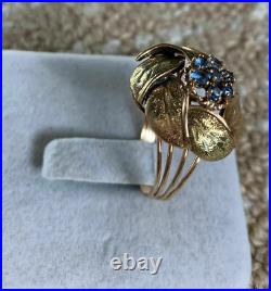 Botanical Engagement Vintage Art Deco Ring 14K Yellow Gold Over 1.56 Ct Diamond