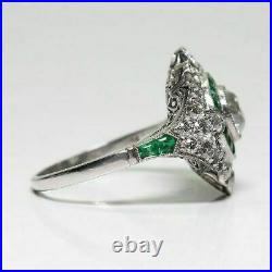 Cocktail Vintage Art Deco Engagement Ring 14K White Gold Plated 2.05 Ct Diamond