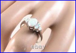 Crisp 9k 9ct White Gold Aaa All Opal Cluster Art Deco Ins Ring Free Resize