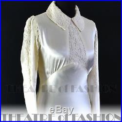 DRESS 30s SILK VINTAGE LACE WEDDING BALLGOWN 20s 40s VAMP GATSBY DECO GODDESS