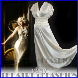 DRESS 30s WEDDING SILK VINTAGE 20s 40s SATIN BALLGOWN GATSBY DECO VAMP GODDESS