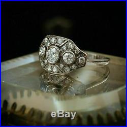 Edwardian Vintage Art Deco Ring Engagement Ring 14k White Gold Over 2 Ct Diamond