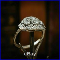 Edwardian Vintage Art Deco Ring Engagement Ring 14k White Gold Over 2 Ct Diamond