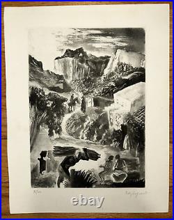 Edy Legrand Important French Modernist Figures by a River Aquatint and Etching
