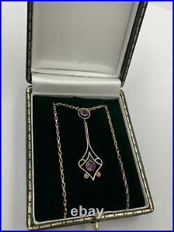 Elegant Art Deco Edwardian Antique 9ct Gold Necklace with Seed Pearls