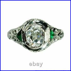 Engagement Art Deco Vintage Filigree Ring 14K White Gold Over 1.4Ct VVS1 Diamond