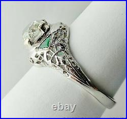 Engagement Art Deco Vintage Filigree Ring 14K White Gold Over 1.4Ct VVS1 Diamond