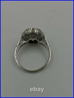 Engagement Vintage Antique Art Deco Ring 3 Ct Round Diamond 14K White Gold Over