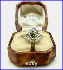 Estate Engagement Vintage Art Deco Ring 3 Ct Round Diamond 14k White Gold FN925
