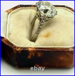 Estate Engagement Vintage Art Deco Ring 3 Ct Round Diamond 14k White Gold FN925