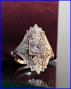 Filigree Vintage Art Deco 2Ct Moissanite Antique Engagement Ring Sliver
