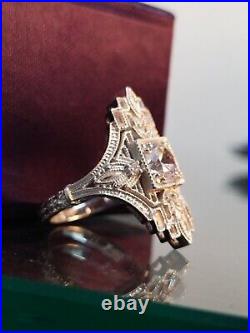 Filigree Vintage Art Deco 2Ct Moissanite Antique Engagement Ring Sliver
