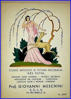 GIOVANNI MESCHINI Signed ORIGINAL Hand Colored VINTAGE Art Deco POCHOIR 1930s