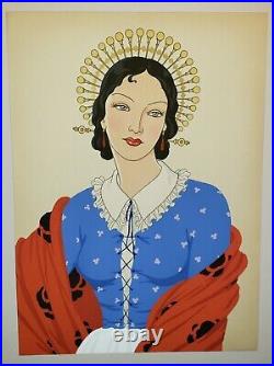 GIOVANNI MESCHINI Signed ORIGINAL Hand Colored VINTAGE Art Deco POCHOIR 1930s