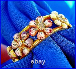 Genuine Diamond Deco Enamel Wedding Band Antique Eternity Anniversary Ring 7.5