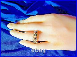 Genuine Diamond Deco Enamel Wedding Band Antique Eternity Anniversary Ring 7.5