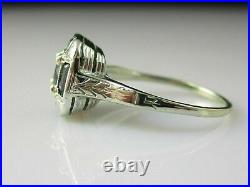 Geometric Art Deco Vintage Ring 14K White Gold Over 1.85 Ct Simulated Sapphire