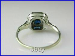 Geometric Art Deco Vintage Ring 14K White Gold Over 1.85 Ct Simulated Sapphire
