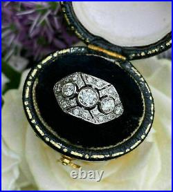 Geometric Late Art Deco Engagement Ring 14K White Gold Plated 2.15 CT Diamond