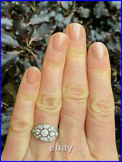 Geometric Late Art Deco Engagement Ring 14K White Gold Plated 2.15 CT Diamond